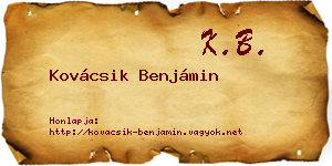 Kovácsik Benjámin névjegykártya