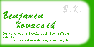 benjamin kovacsik business card